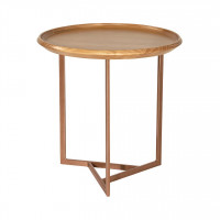 Manhattan Comfort 254451 Knickerbocker 19.29 Modern Round End Table with Steel Base in Cinnamon